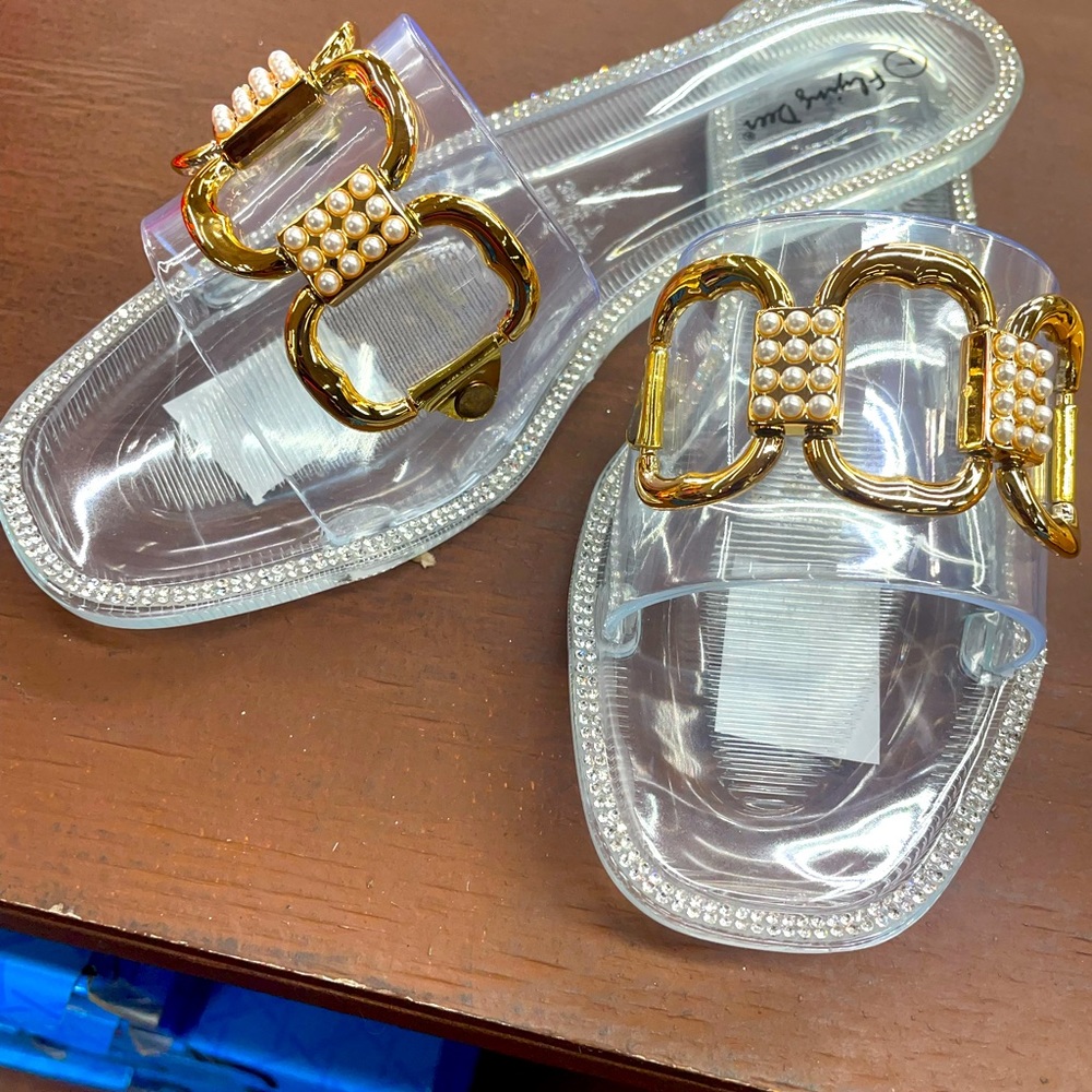 Sliver and Gold Sandals with pearls